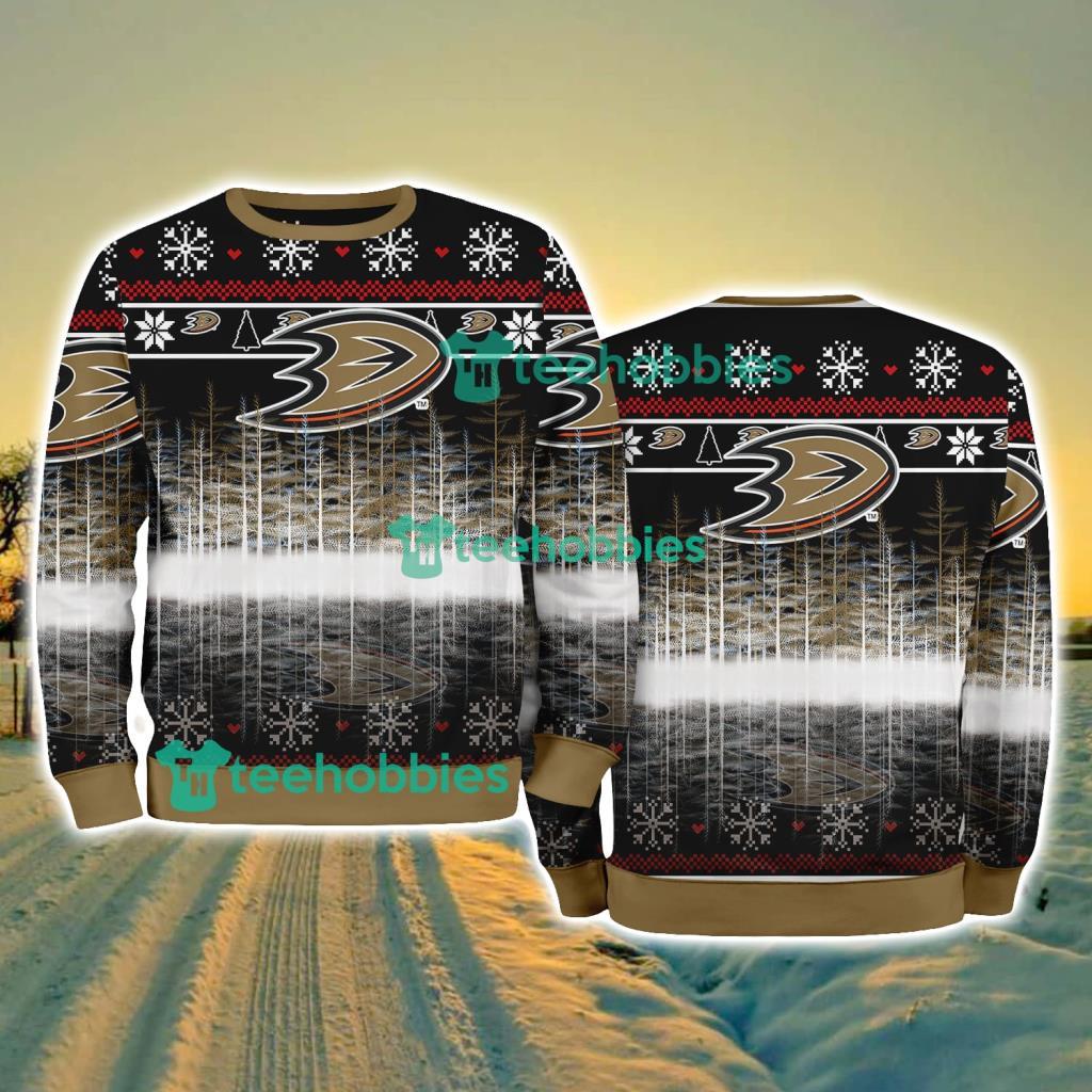 Anaheim Ducks Logo Brand Pine Tree Christmas Pattern Christmas Ugly Sweater
