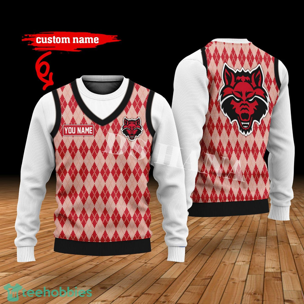 Arkansas State Red Wolves Custom Name New Style Sweater Ghile Style 3D Print Christmas Sweater