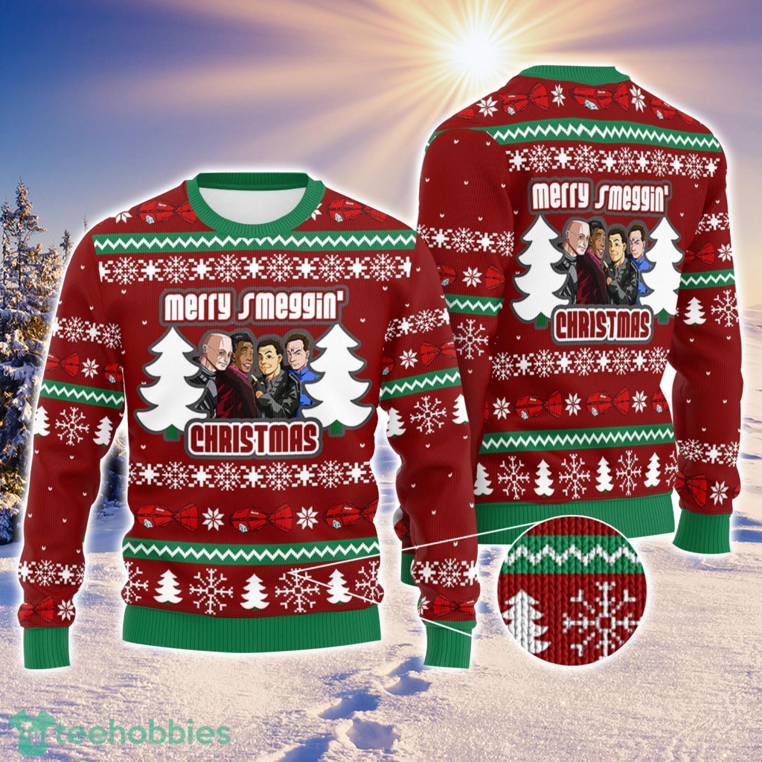 Arnold Rimmer Kryten Dave Lister Cat Sweater Red Dwarf Ugly Christmas Sweater Holiday Gift