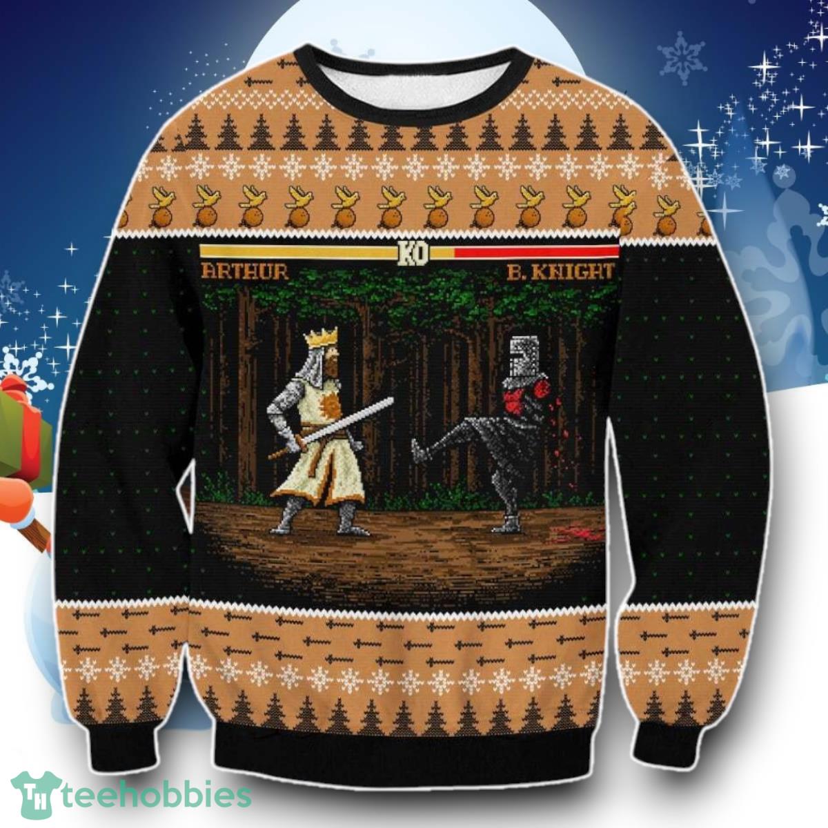 Arthur Vs Black Knight Pixel Monty Python Christmas Sweater Unique Gift