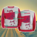Atlanta Braves MLB Sporty Color Custom Name Christmas Ugly Sweater Gift For Fans