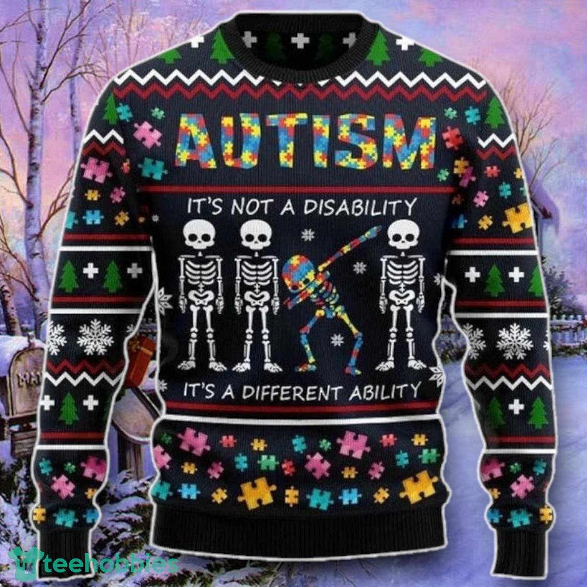Autism Ugly Christmas 3D Sweater Style Gift