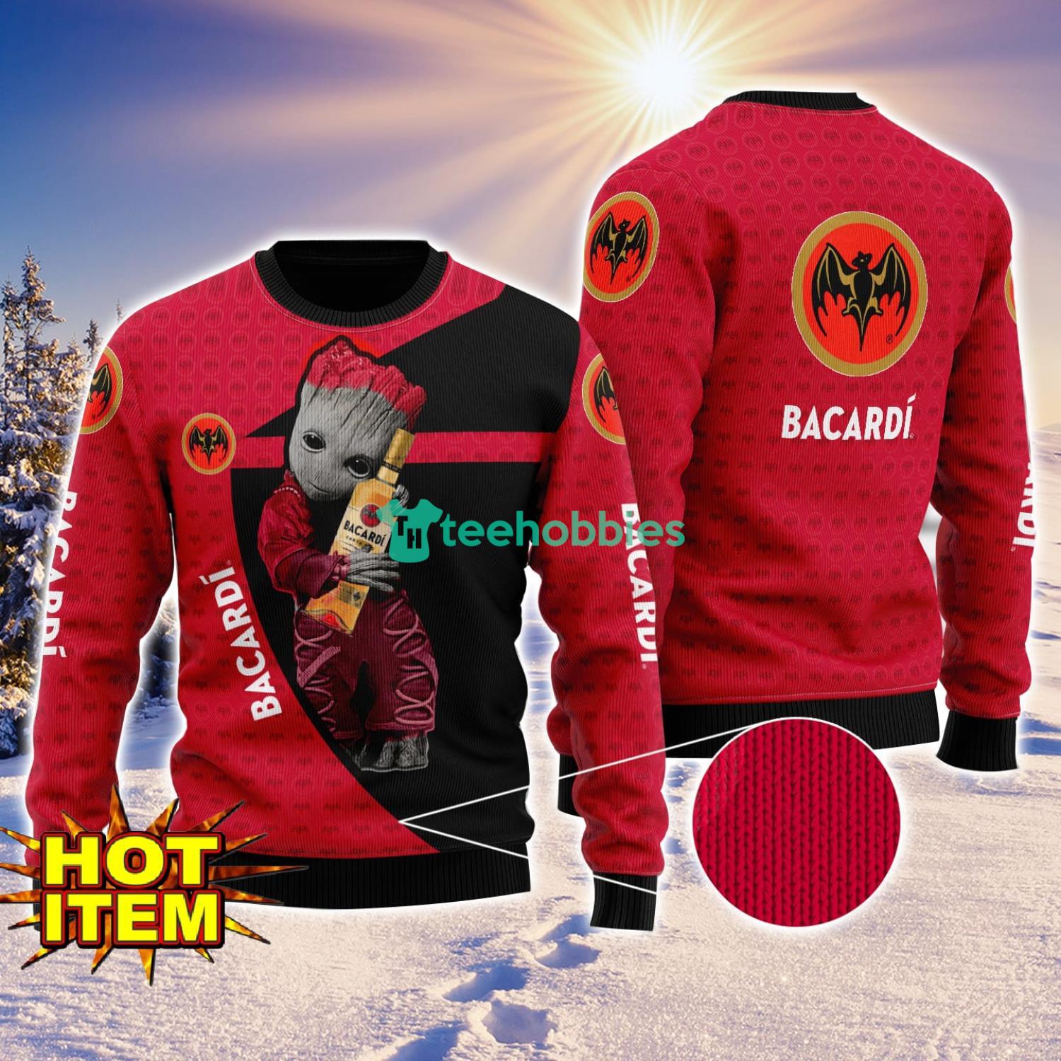 Baby Groot Hug Bacardi Rum Ugly Christmas 3D Sweater All Over Print