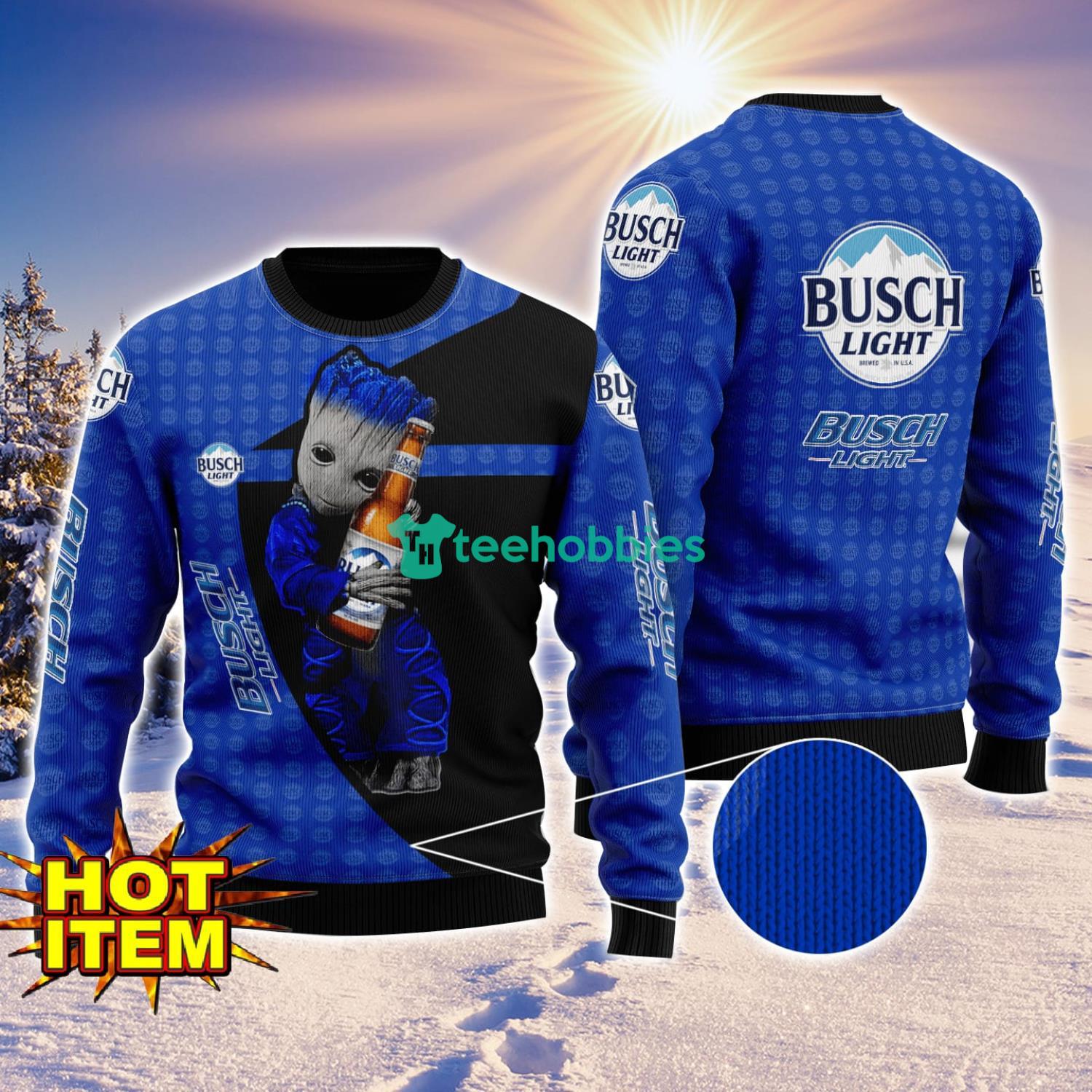 Baby Groot Hug Busch Light Ugly Christmas 3D Sweater All Over Print