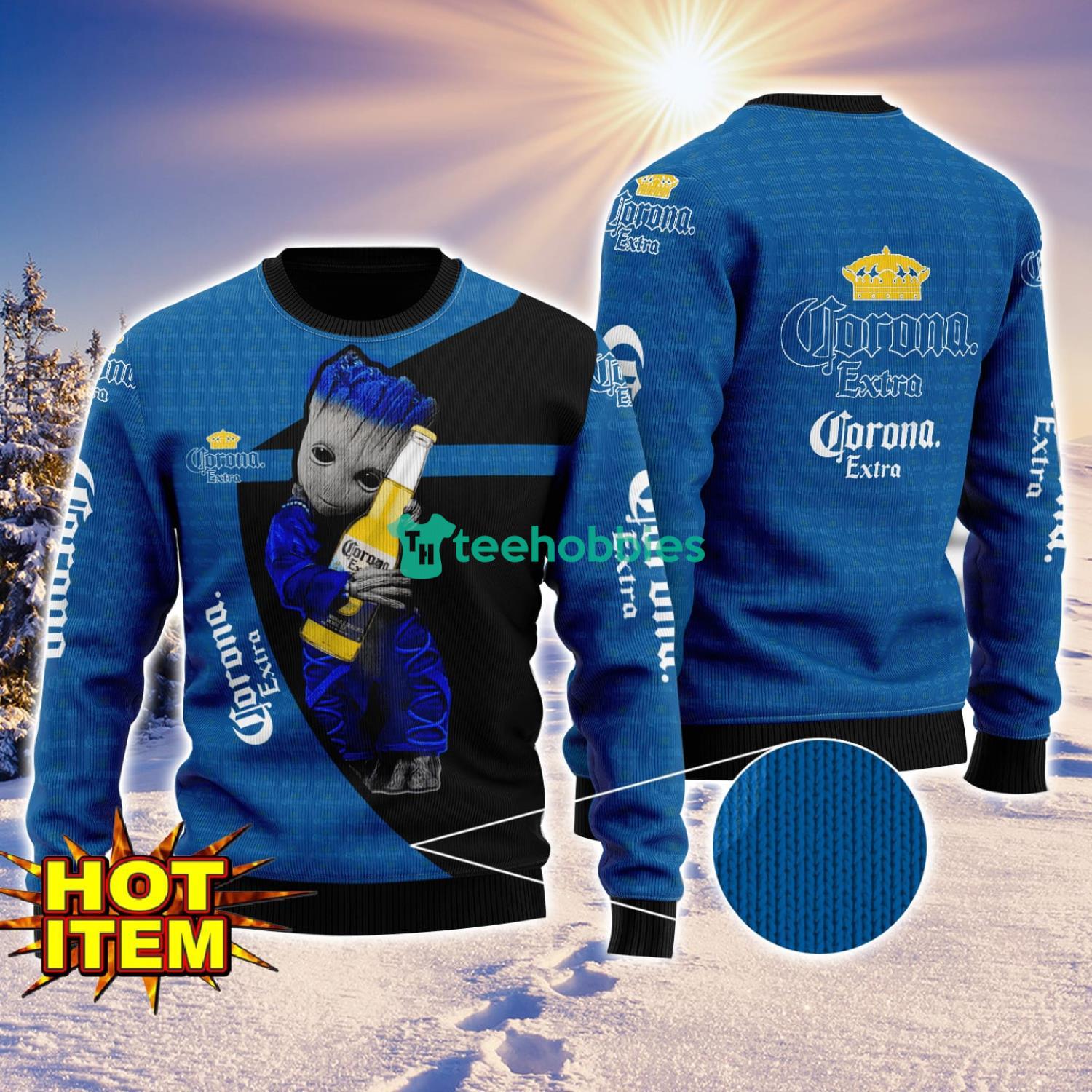 Baby Groot Hug Corona Extra Ugly Christmas 3D Sweater All Over Print