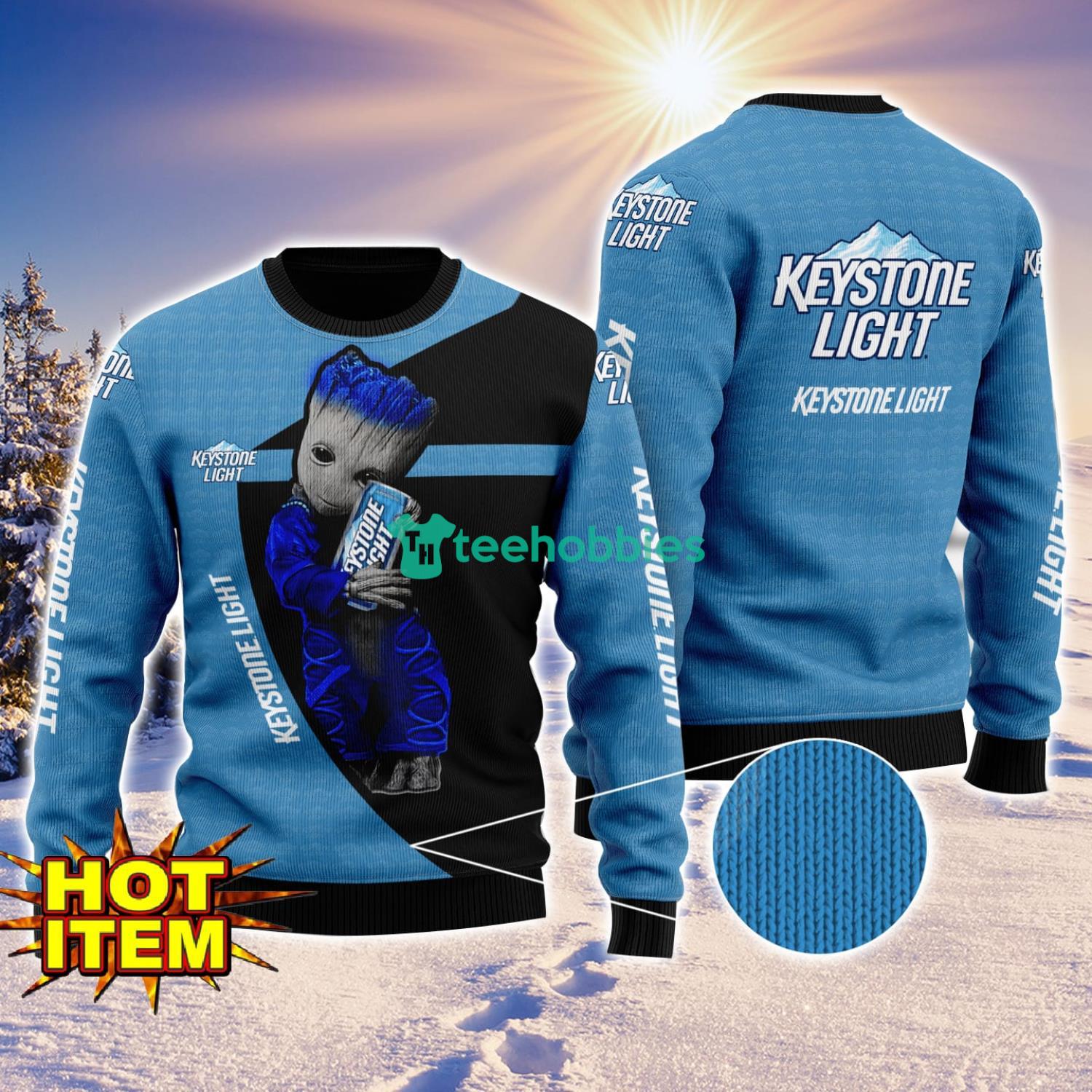 Baby Groot Hug Keystone Light Ugly Christmas 3D Sweater All Over Print