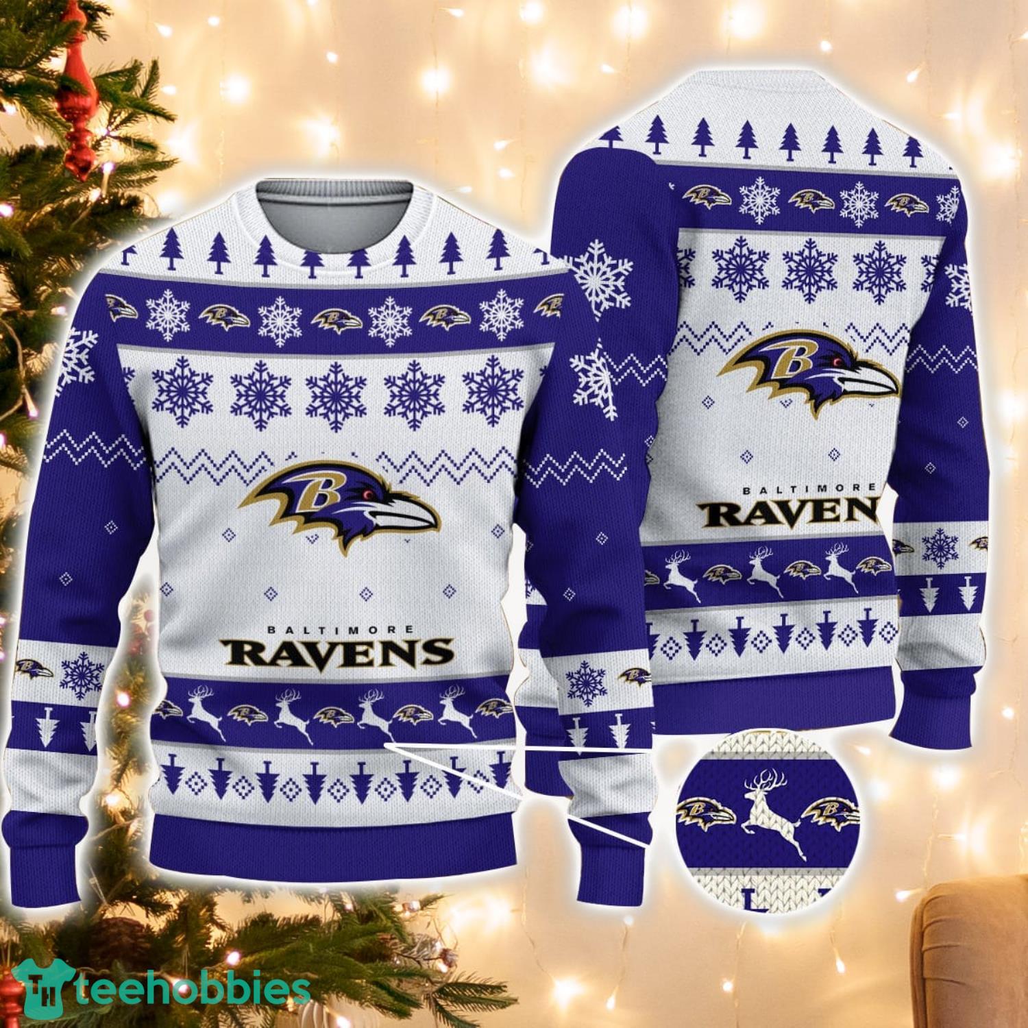 Baltimore Ravens Logo Ugly Christmas Sweater 3D Printed Unisex Sweater For Men And Women