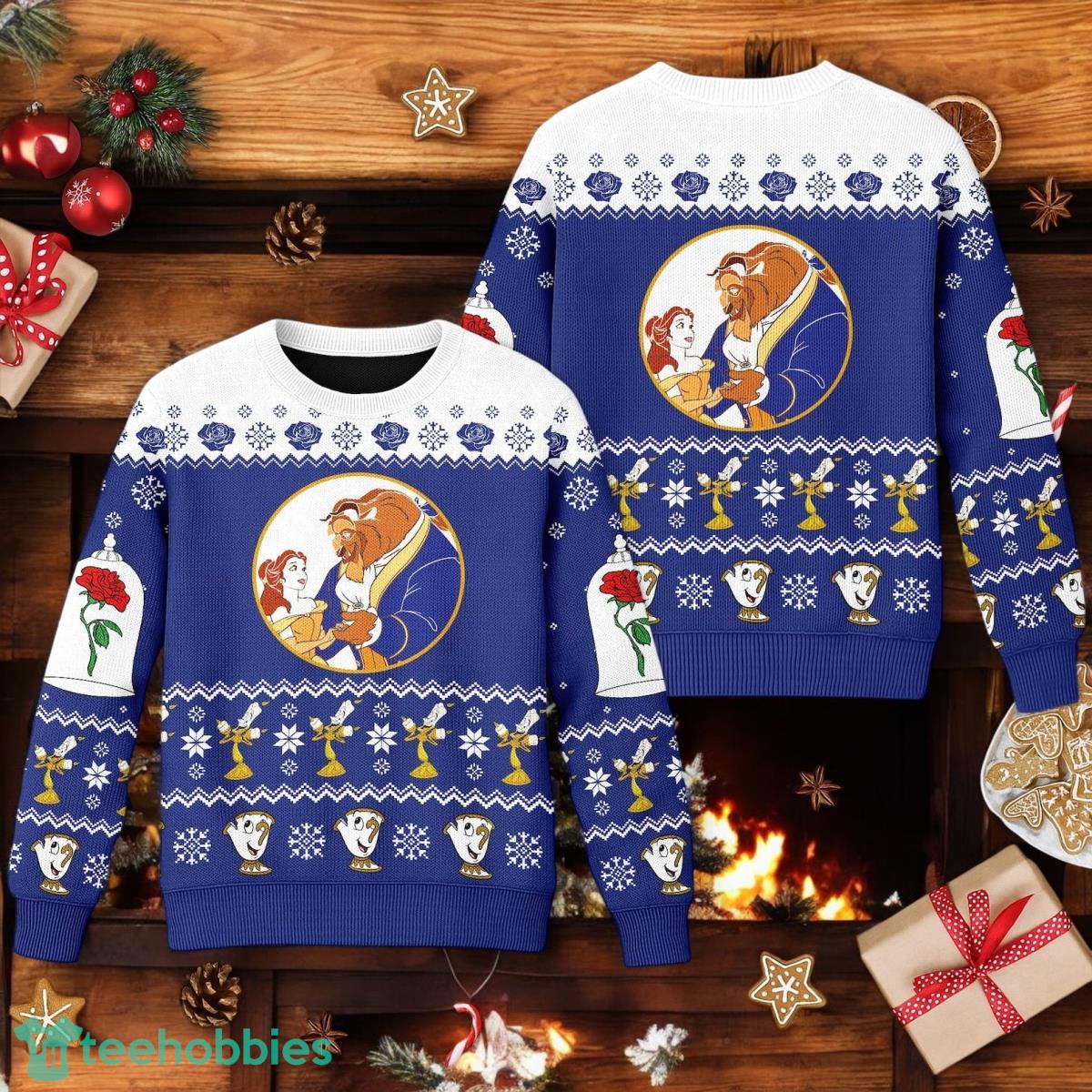 Beauty and The Beast Princess Ugly Christmas Sweater Belle Princess Xmas 3D Sweater Christmas Gift Idea