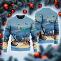 Beechcraft C-12 Huron 2 American Airlines In The Snowy Christmas Sky Ugly Sweater Best Gift