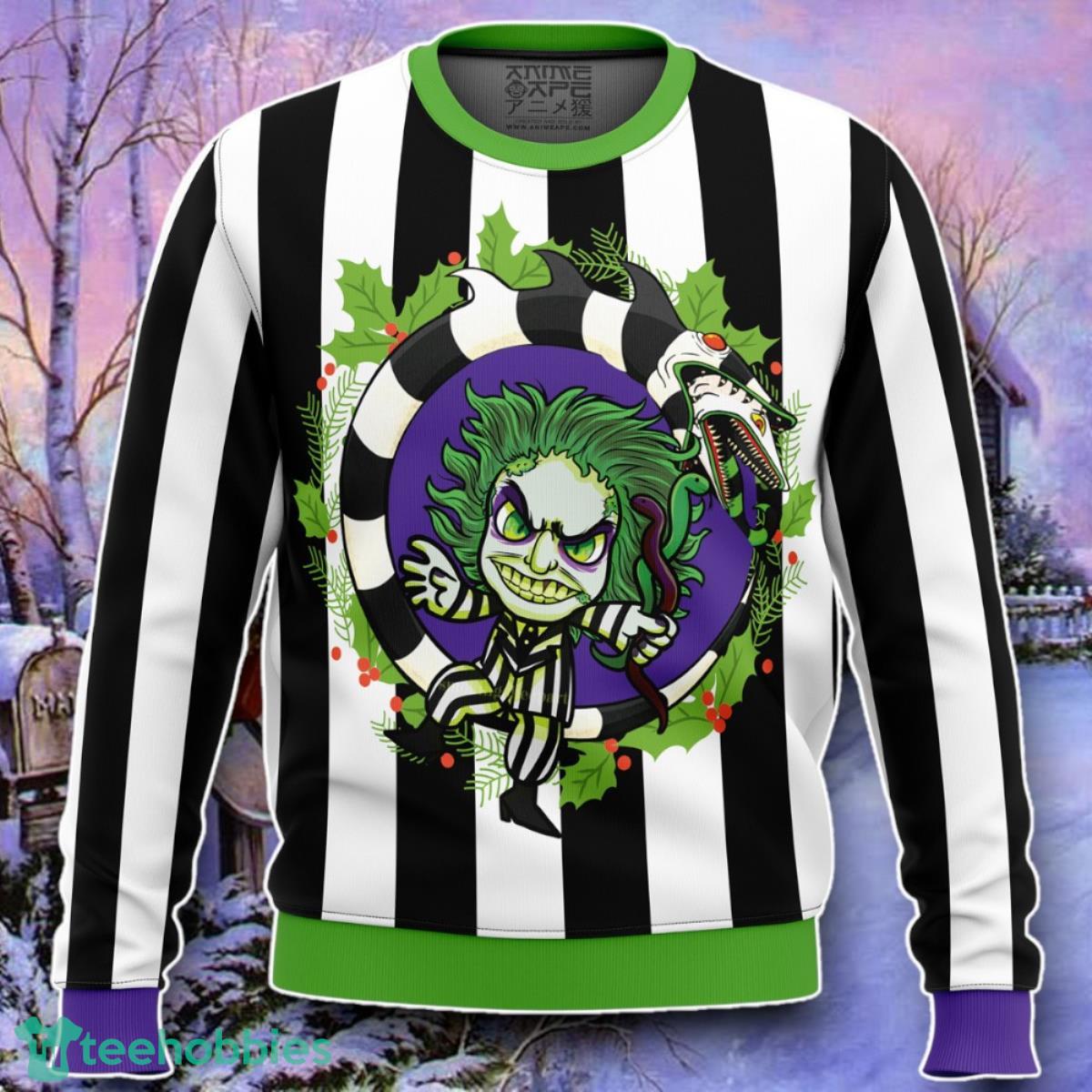 Beetle Juice Ugly Christmas 3D Sweater Style Gift