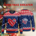 Design Heart Football Liberty Flames Christmas Sweater AOP Gift For Adult