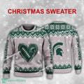 Design Heart Football Michigan State Spartans Christmas Sweater Gift Holidays