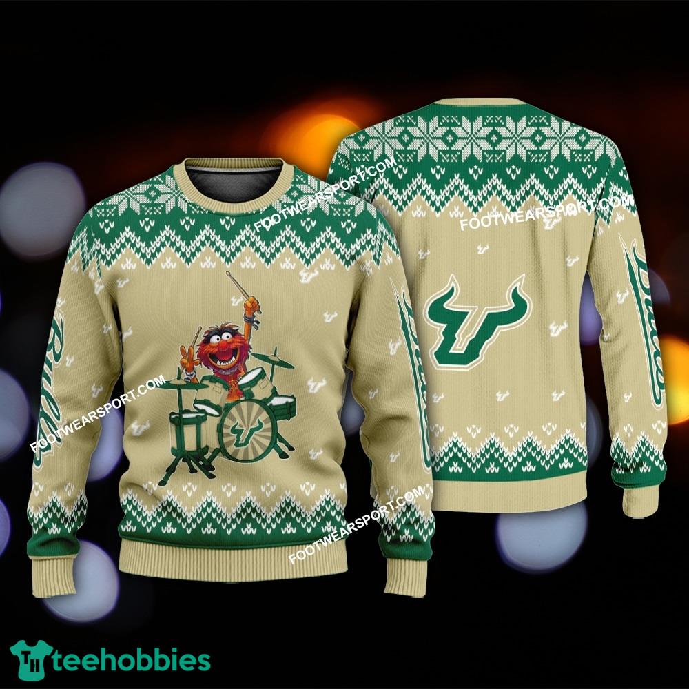 Design Muppets Play Drums South Florida Bulls Christmas Sweater AOP Gift For Adult