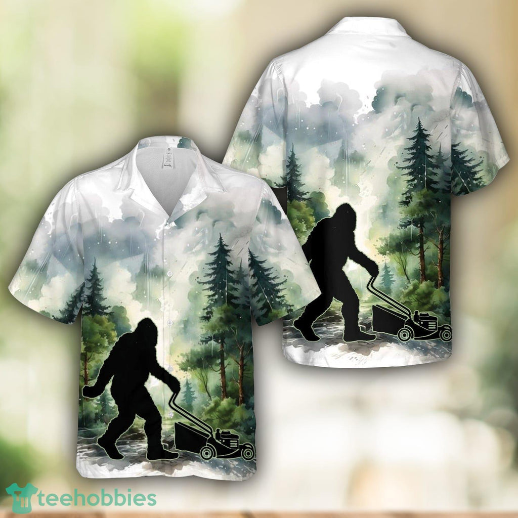 Bigfoot Mowing Lawn Hawaiian Shirt Beach Shirt