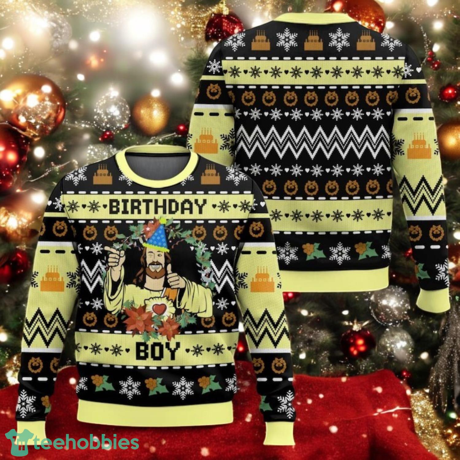 Birthday Boy Jesus Ugly Christmas Sweater Funny Christian Xmas Sweater