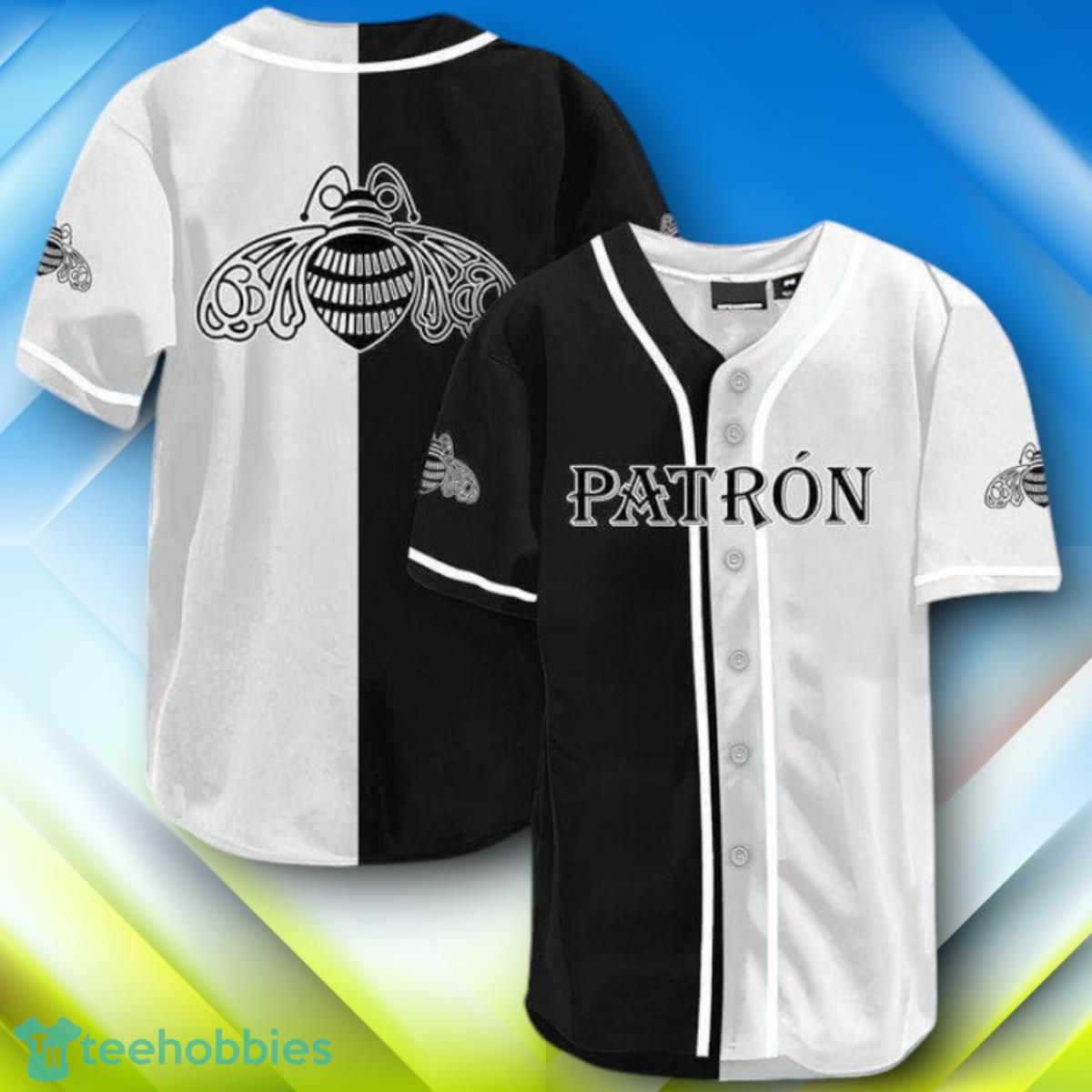 Black And White Split Patron Tequila Halloween Baseball Jersey Style Gift