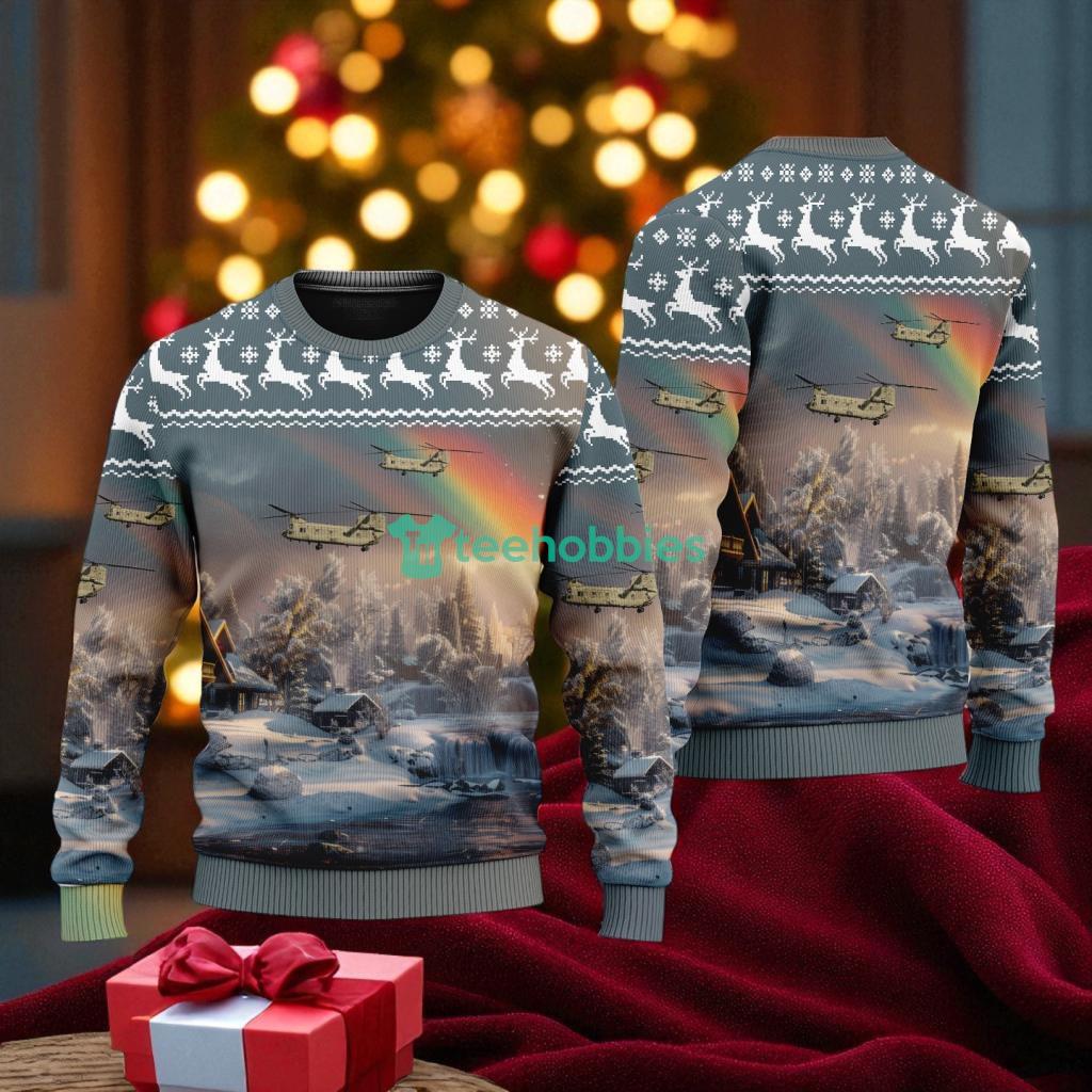 Boeing Ch-47 Chinook Us Army American Airlines Christmas House Under The Rainbow Ugly Sweater For You