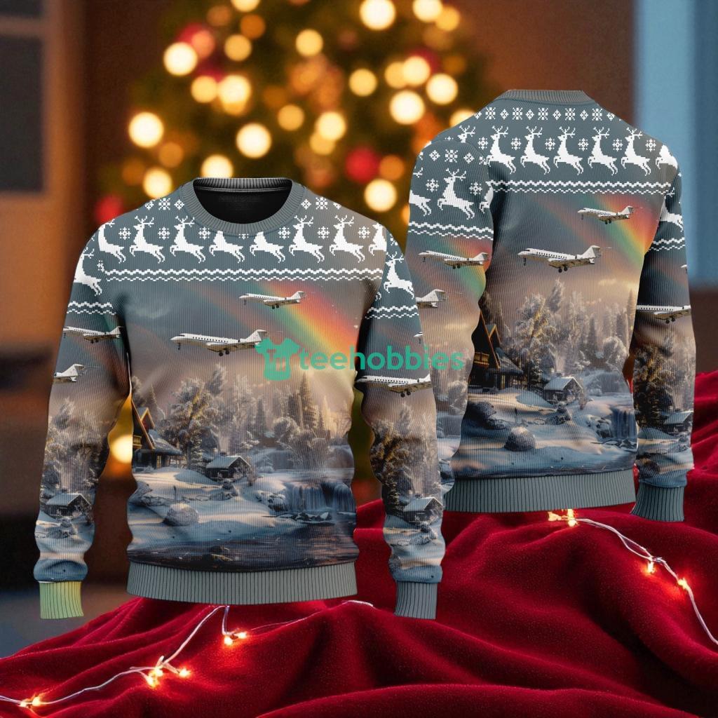 Bombardier Global Express American Airlines Christmas House Under The Rainbow Ugly Sweater For You