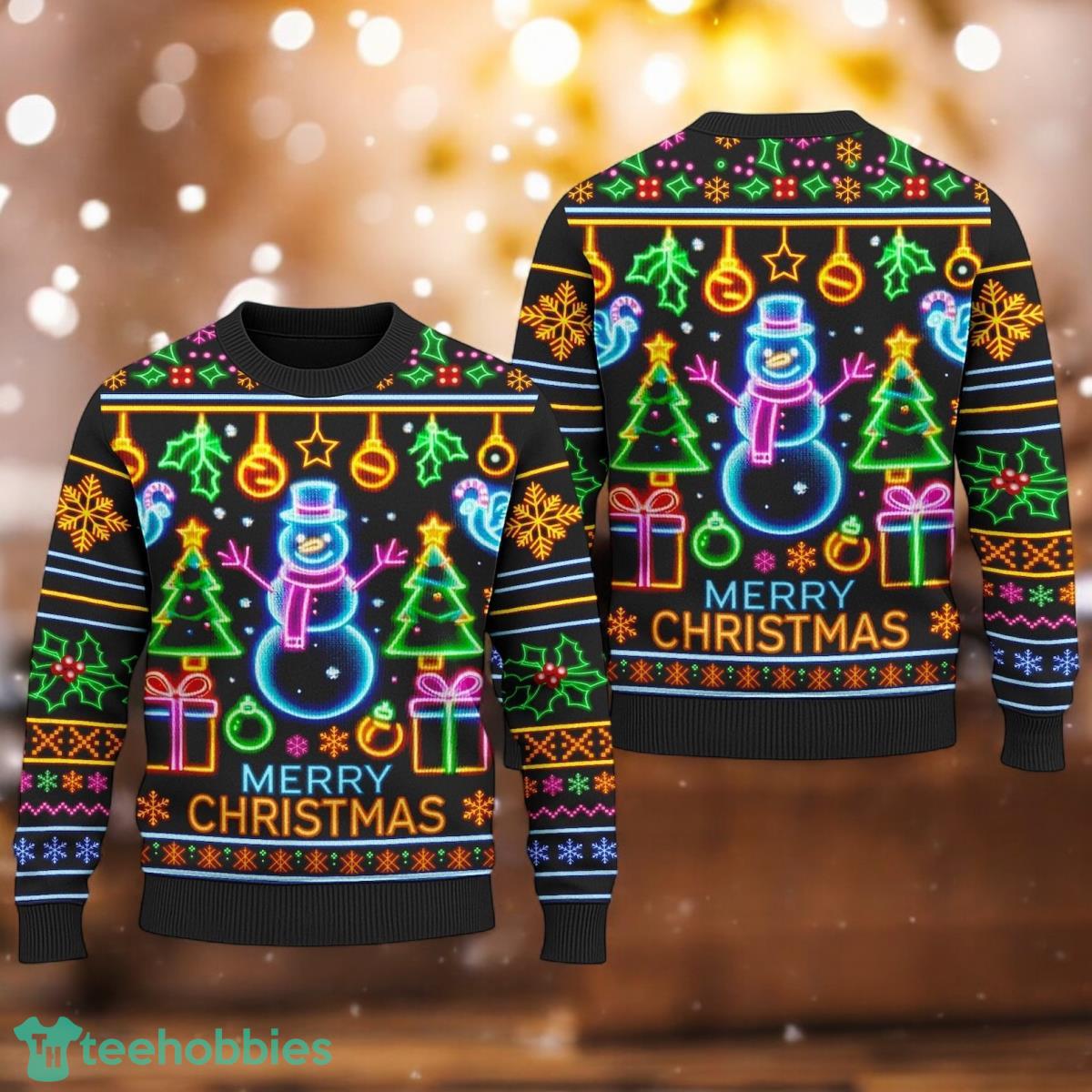 Bright Neon Lighting Ugly Christmas Sweater Bright Neon Lighting Xmas Holiday Gift