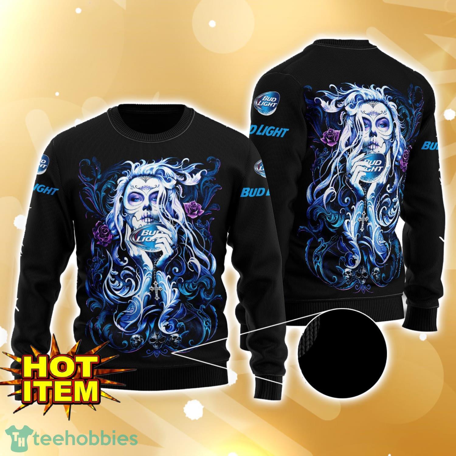Bud Light Beer Tattoo Girl 3D Ugly Christmas Sweater For Men And Women
