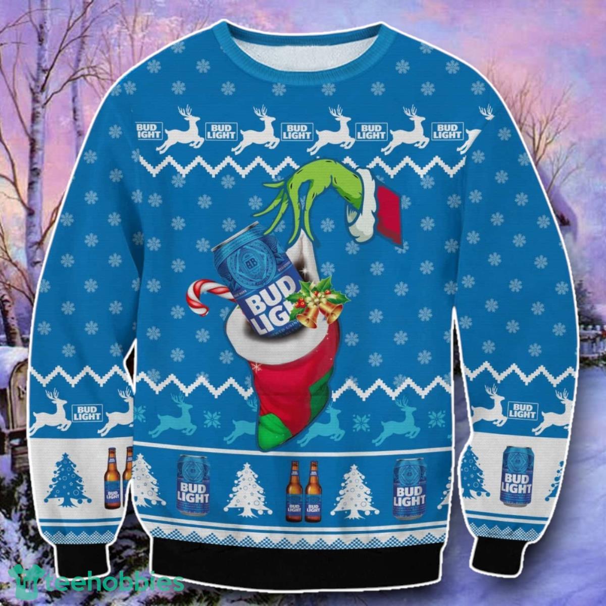 Bud Light Grinch Hand Ugly 3D Sweater Style Gift
