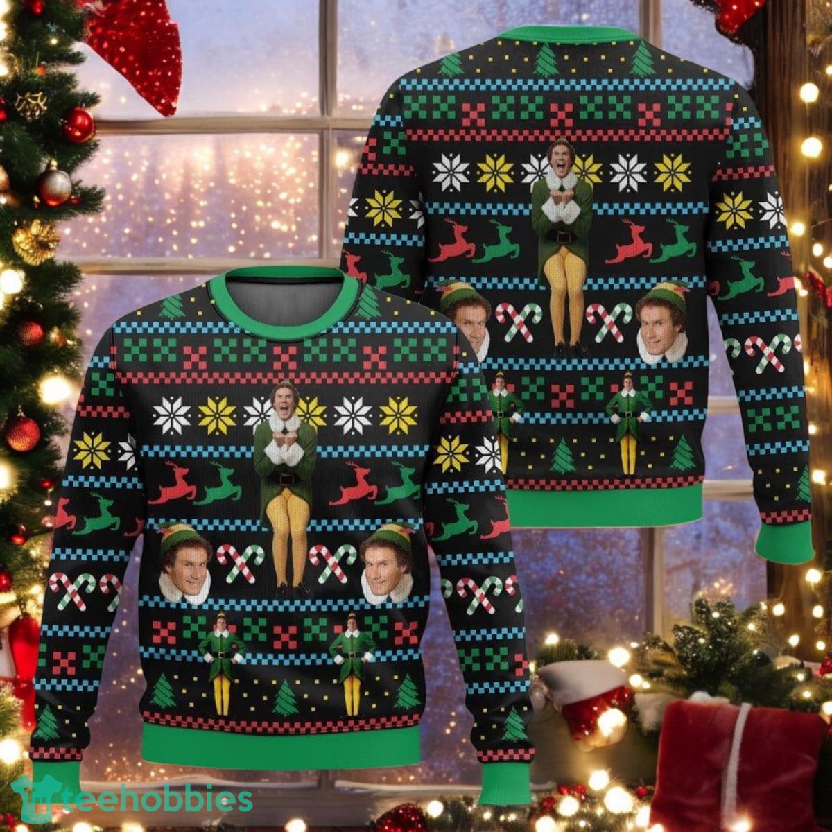 Buddy Hobbs Elf Christmas Ugly Sweater Funny Elf Sweater Fun Movie Holiday Sweater