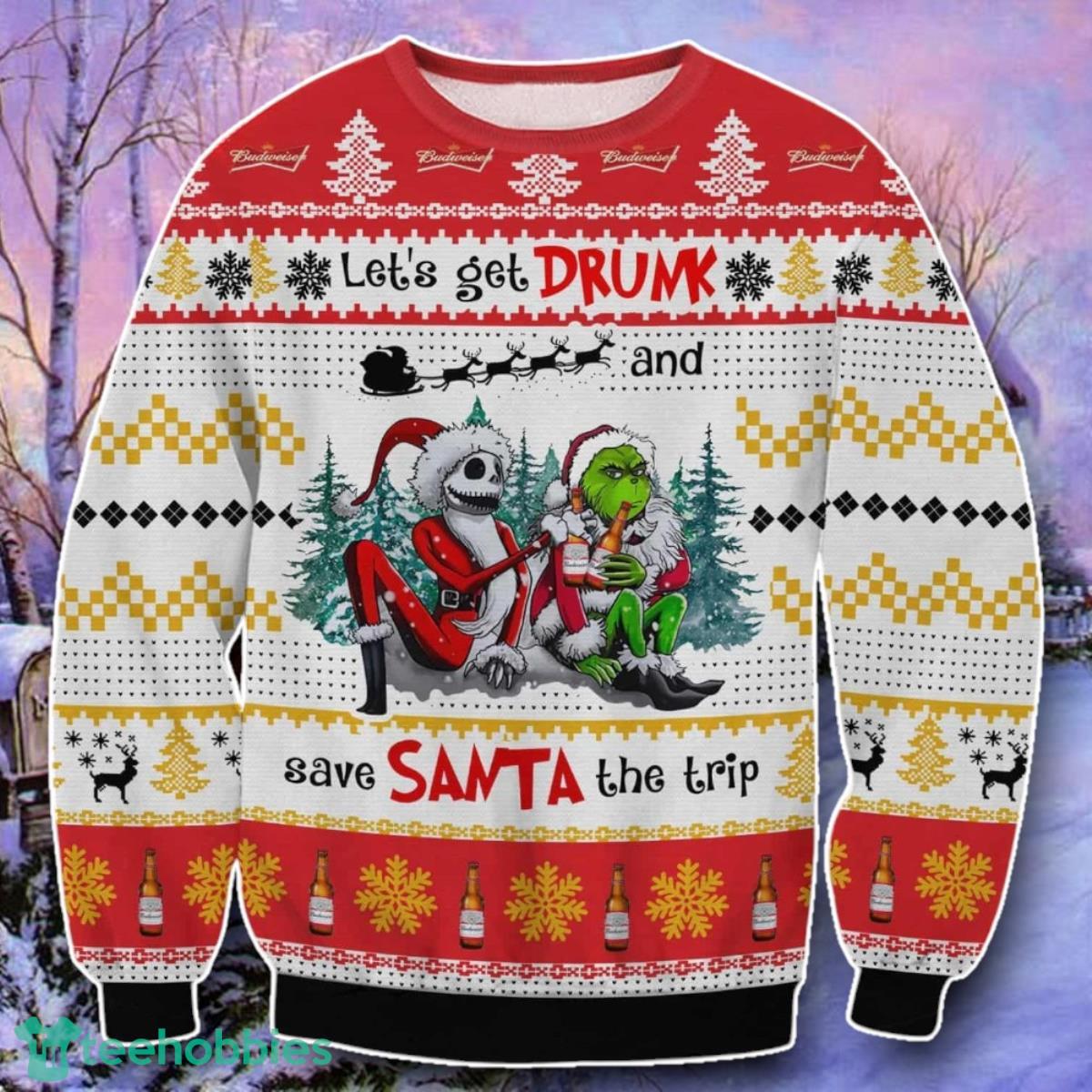 Budweiser Get Drunk Ugly 3D Sweater Style Gift
