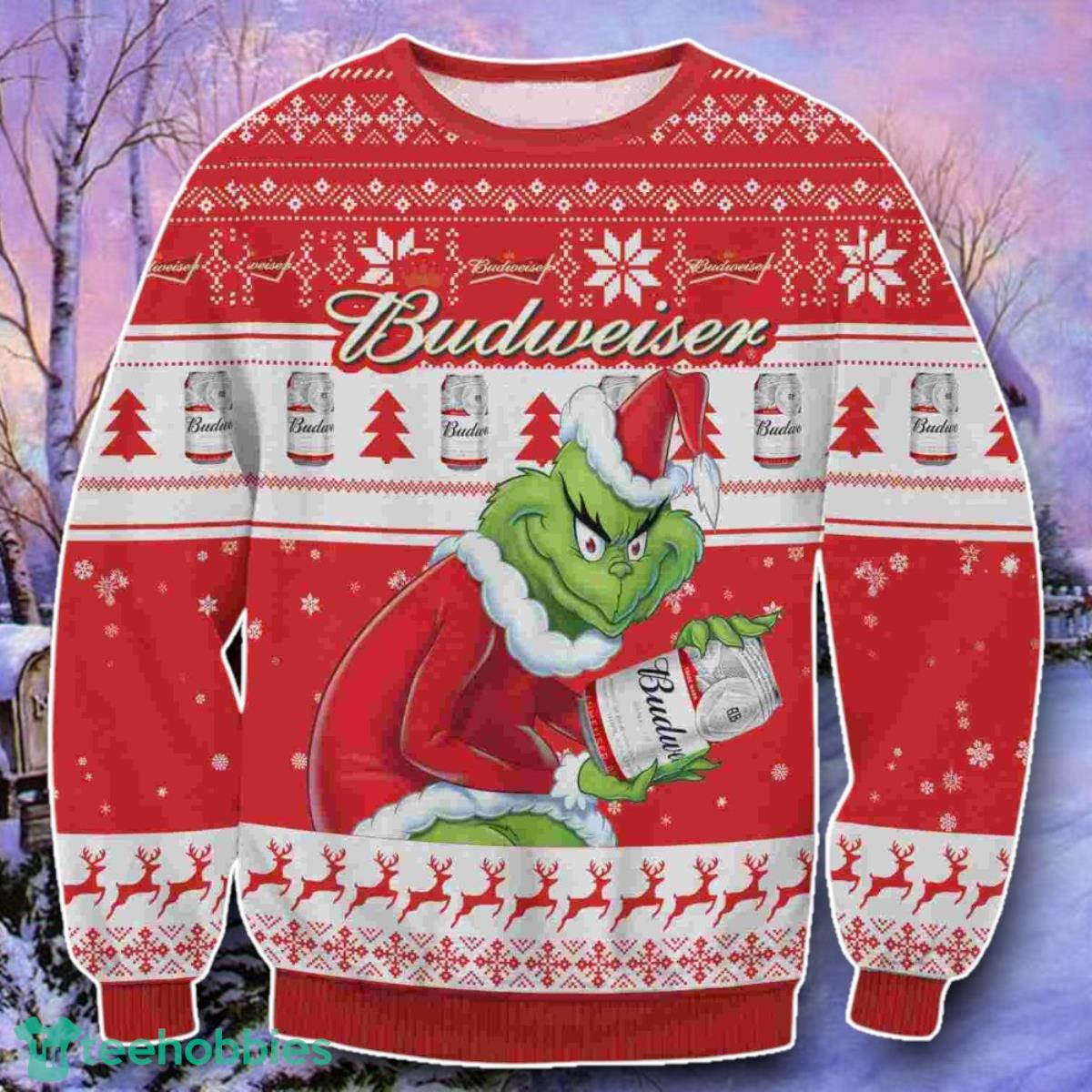 Budweiser Grinch Ugly 3D Sweater Style Gift