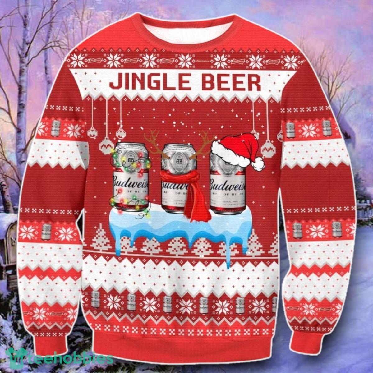 Budweiser Jingle Beer Ugly 3D Sweater Style Gift