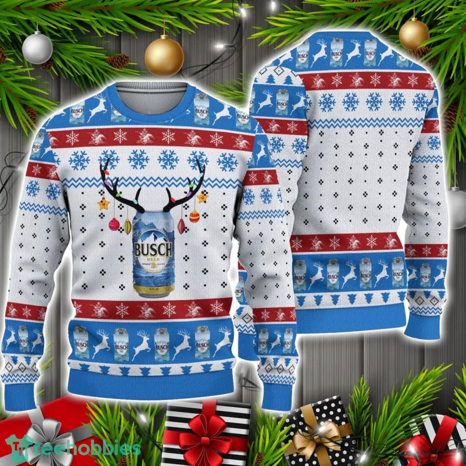 Busch Blue Beer Ugly Knitted Christmas Sweater Christmas Holiday Gift