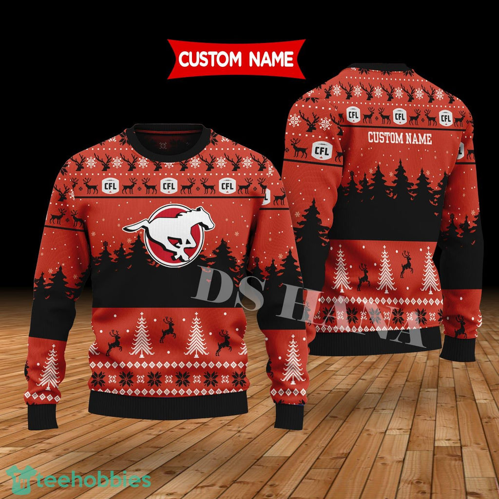 Calgary Stampeders Custom Name Merry Xmas Sweater For Soccer Sport Team’s Fans Sweater
