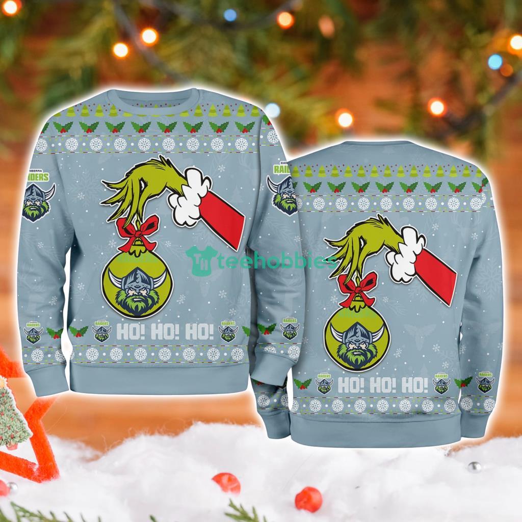 Canberra Raiders Nrl Grinch Hand Ugly Christmas Sweater 3D