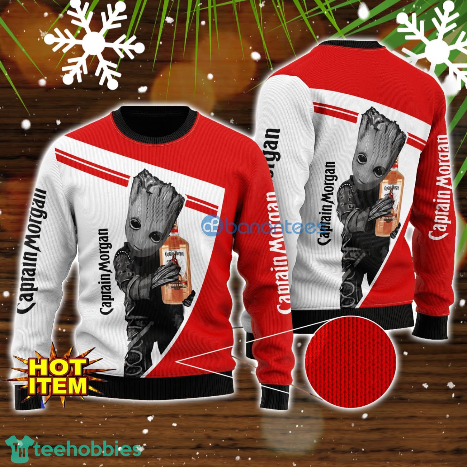 Captain Morgan And Baby Groot 3D Ugly Christmas Sweater For Men And Women Christmas Gift