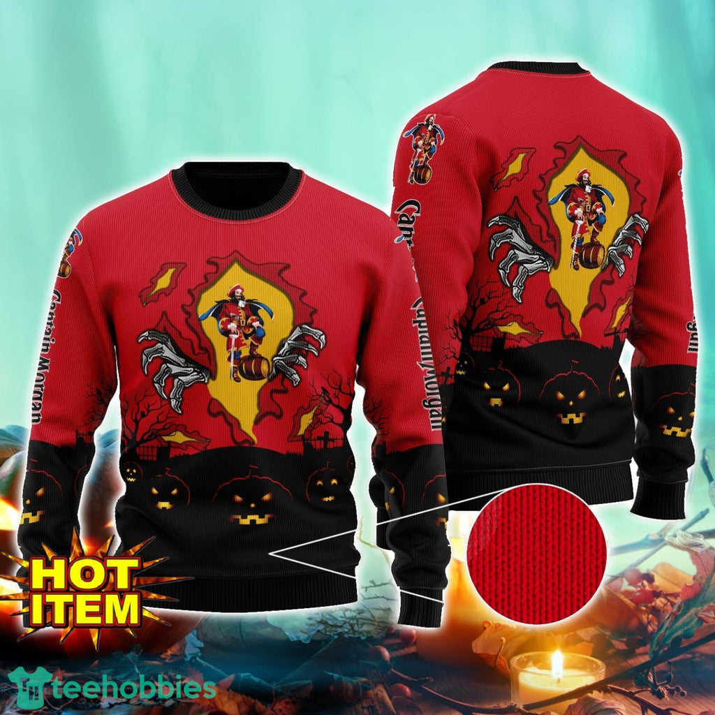 Captain Morgan Scary Night Halloween Hand Pull Out Halloween 3D Sweater For Men and Women
