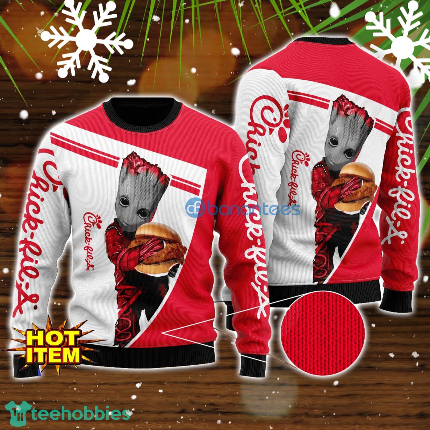 Chick-fil-a And Baby Groot 3D Ugly Christmas Sweater For Men And Women Christmas Gift