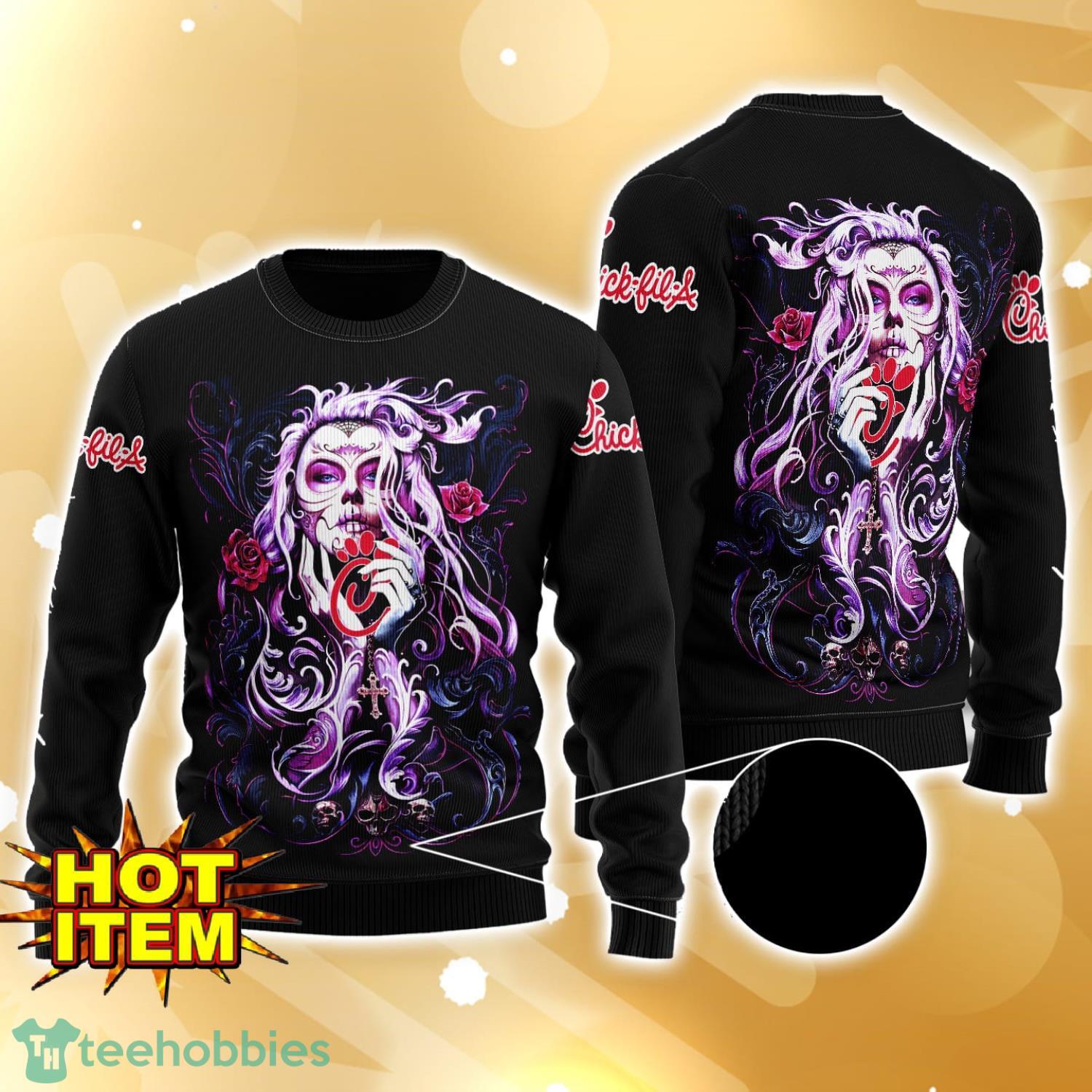 Chick-fil-A Tattoo Girl 3D Ugly Christmas Sweater For Men And Women