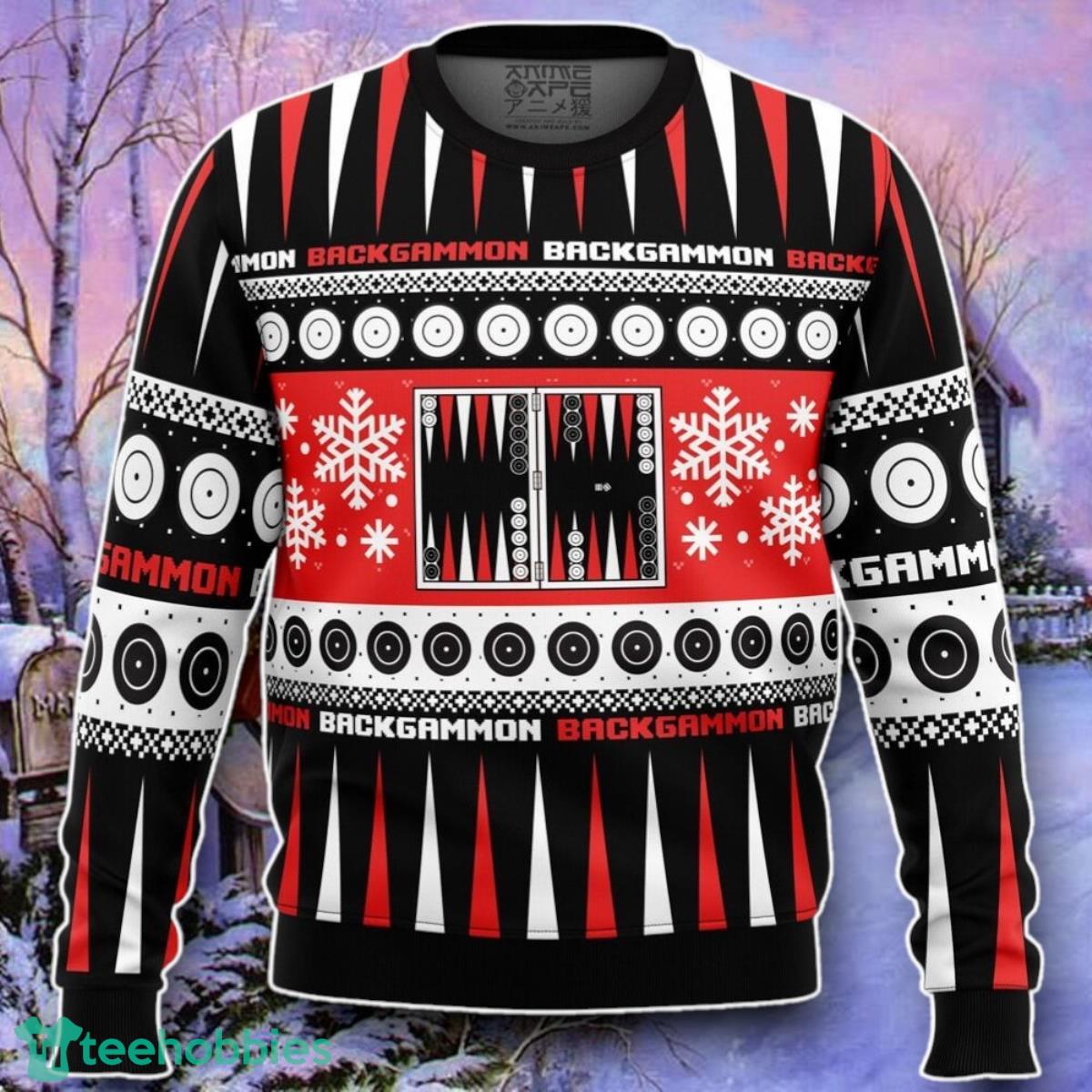 Christmas Backgammon Board Games Ugly Christmas 3D Sweater Style Gift