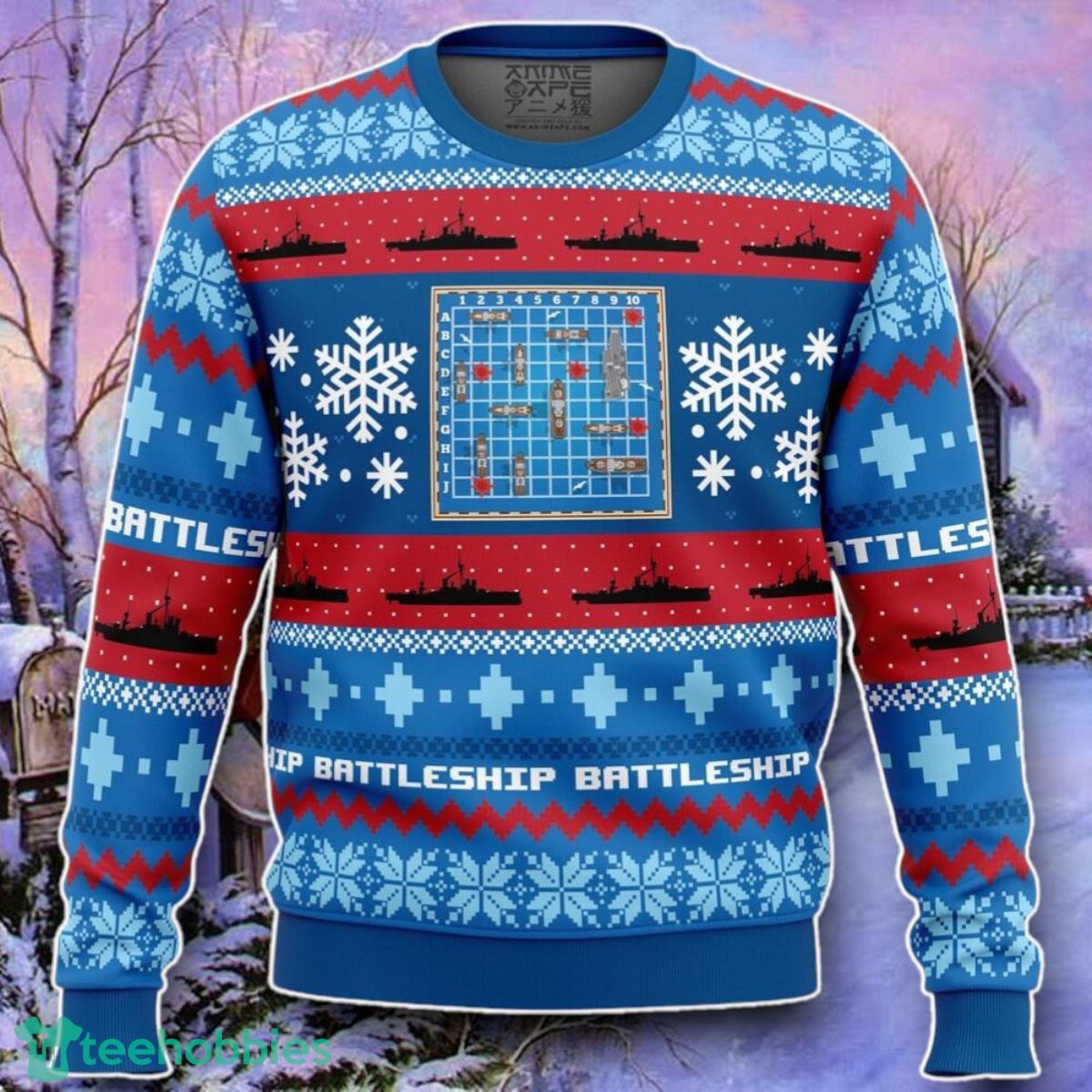 Christmas Battleship Board Games Ugly Christmas 3D Sweater Style Gift