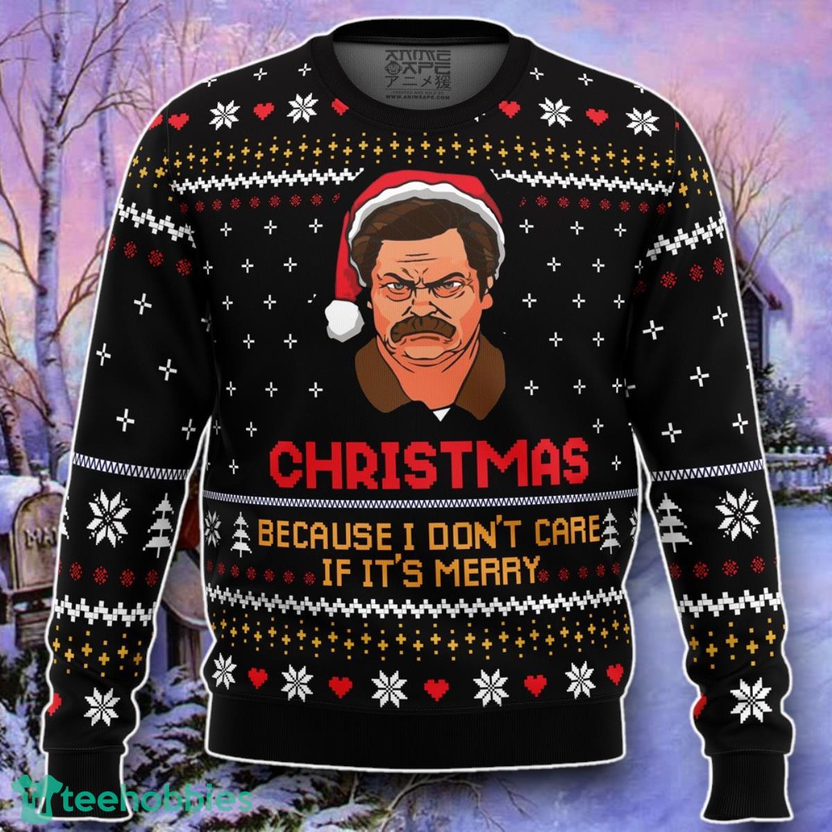 Christmas Because I Don’t Care Parks And Recreation Ugly Christmas 3D Sweater Style Gift