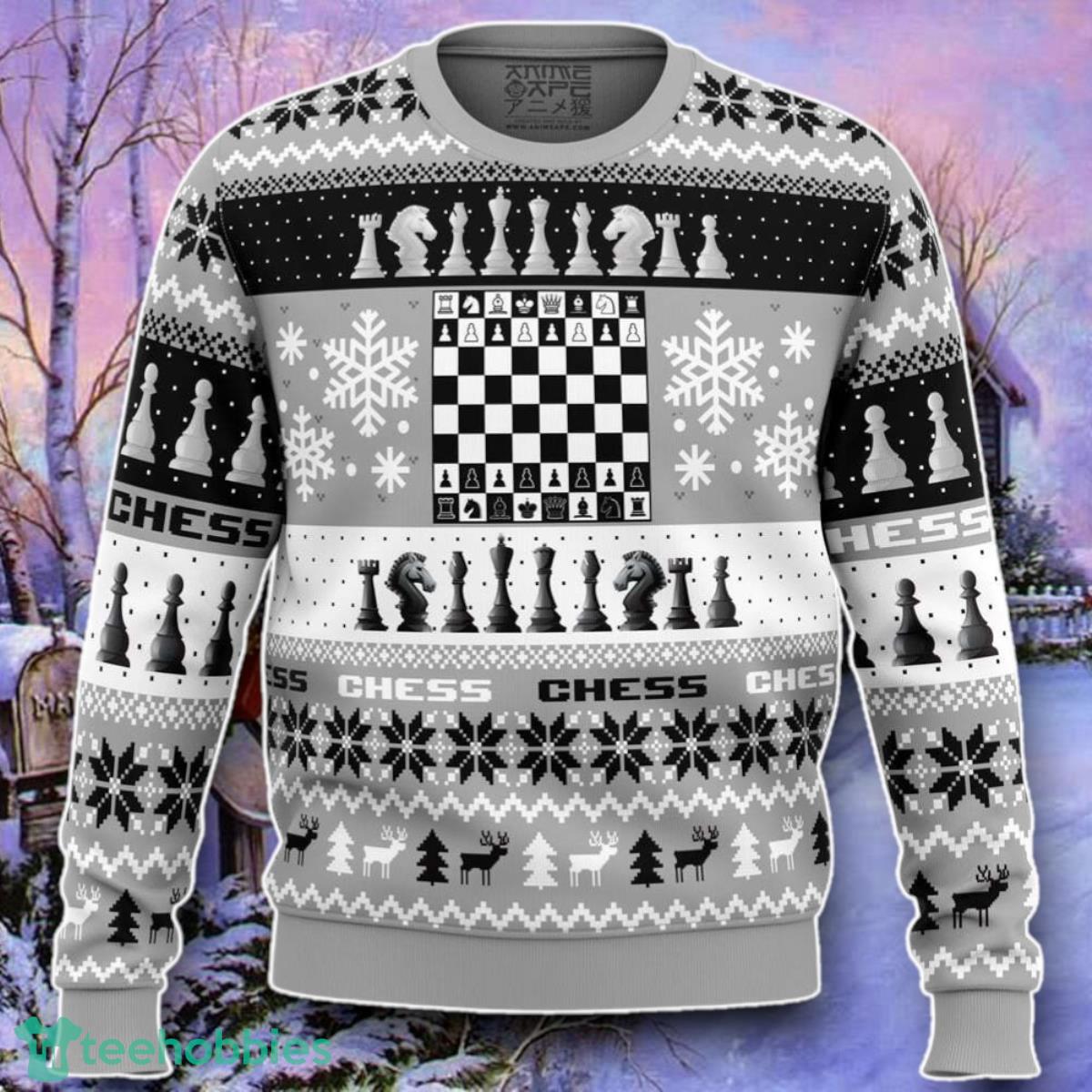 Christmas Chess Board Games Ugly Christmas 3D Sweater Style Gift