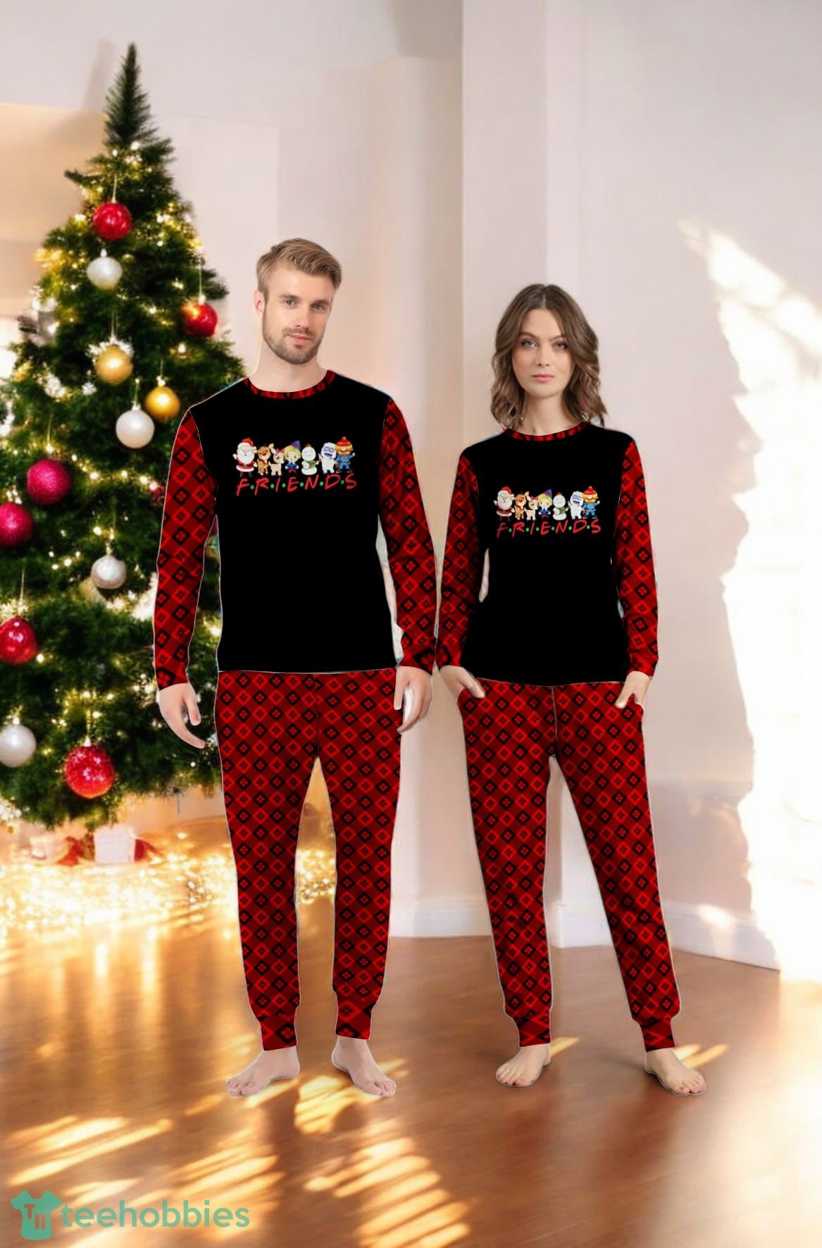 Christmas Friends Santa Rudolph Snowman Family Xmas Family Matching Pajama Set