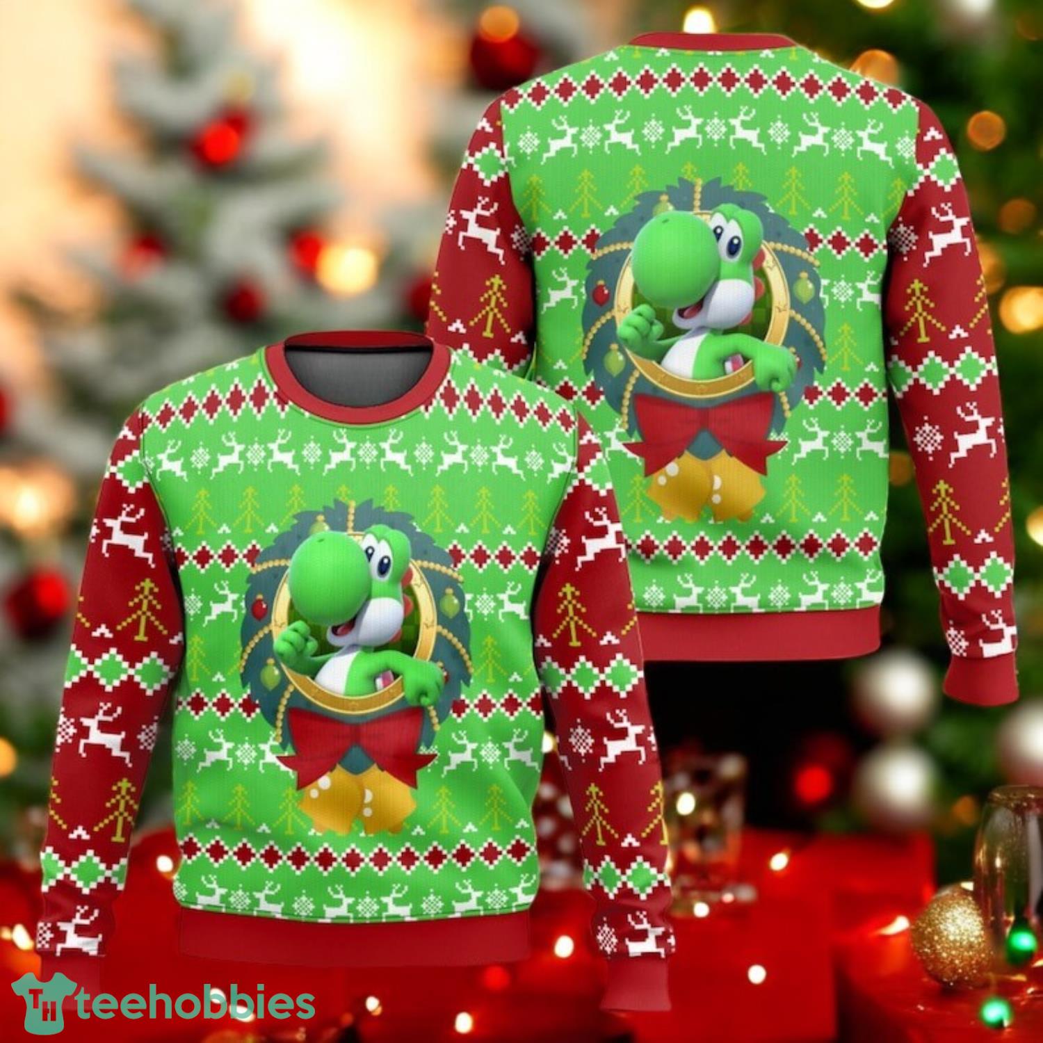 Christmas Game Characters Ugly Sweater Funny Dino Holiday Sweater