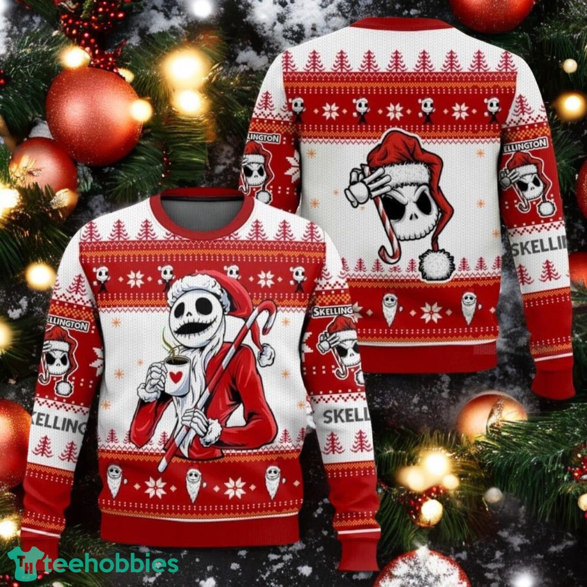 Christmas Jack Skellington Coffee Ugly Sweater Santa Skellington Sweater