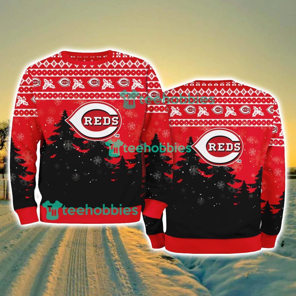 Cincinnati Reds MLB Knitting Pattern Christmas Tree Pine Happy Ugly Sweater Merry Chistmas