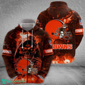 Cleveland Browns Fire Skull Yarn Halloween 3D Hoodie Gift Fans