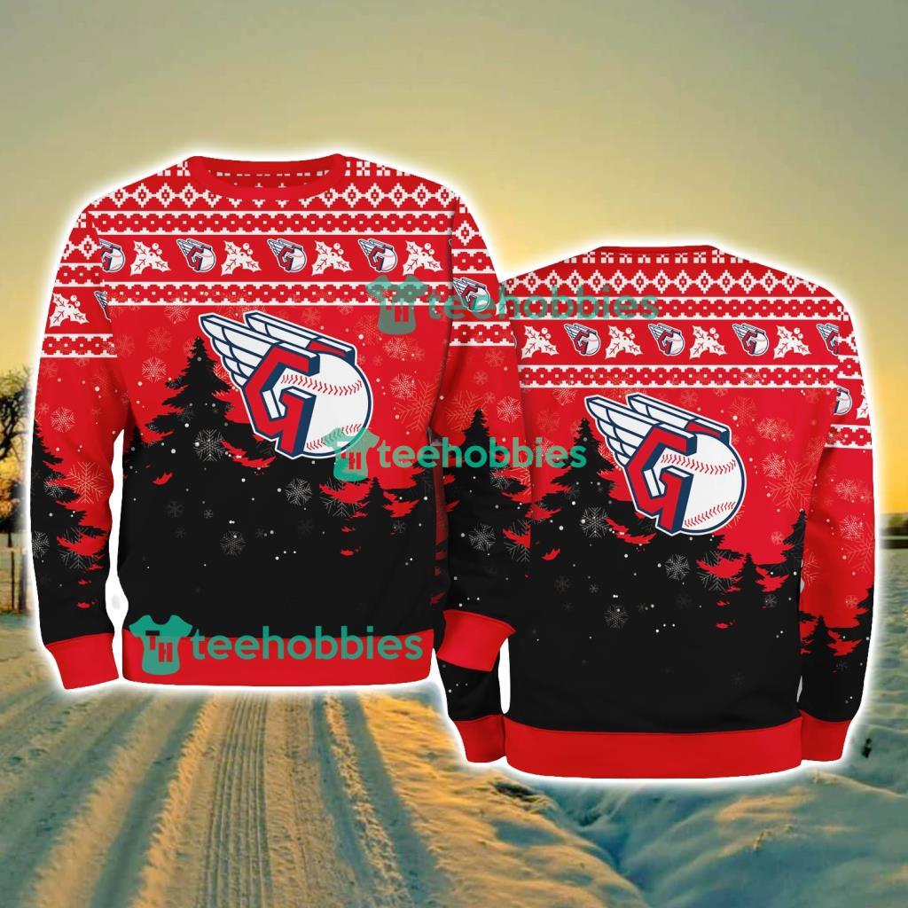 Cleveland Guardians MLB Knitting Pattern Christmas Tree Pine Happy Ugly Sweater Merry Chistmas