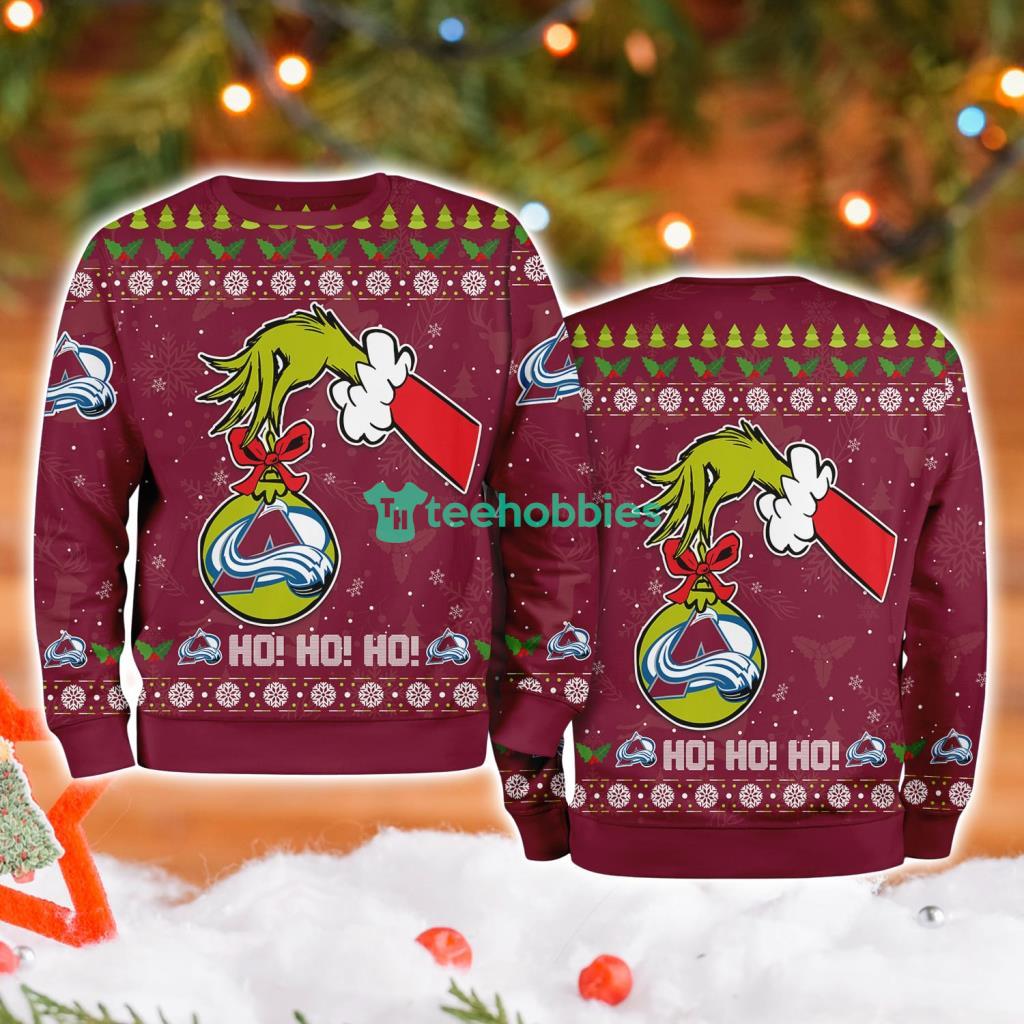 Colorado Avalanche Grinch Hand Ugly Christmas Sweater 3D