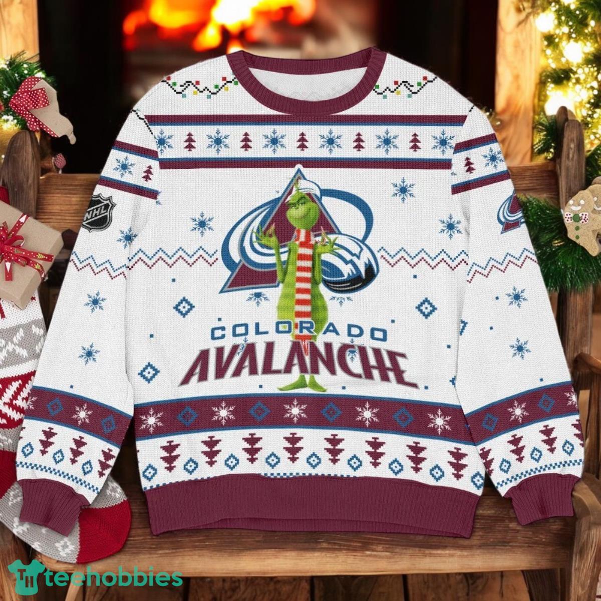 Colorado Avalanche NHL Grinch Ugly Christmas Sweater Team Holiday Christmas Gift