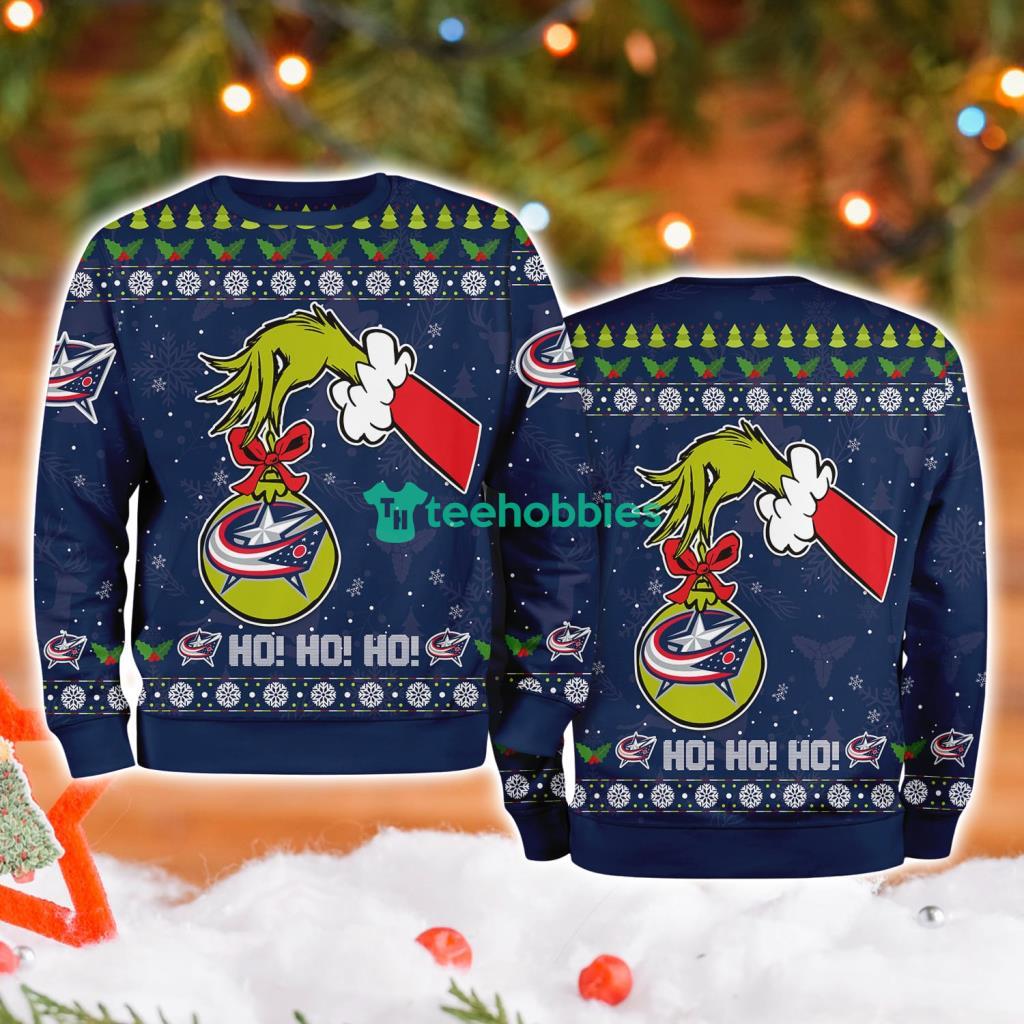 Columbus Blue Jackets Grinch Hand Ugly Christmas Sweater 3D