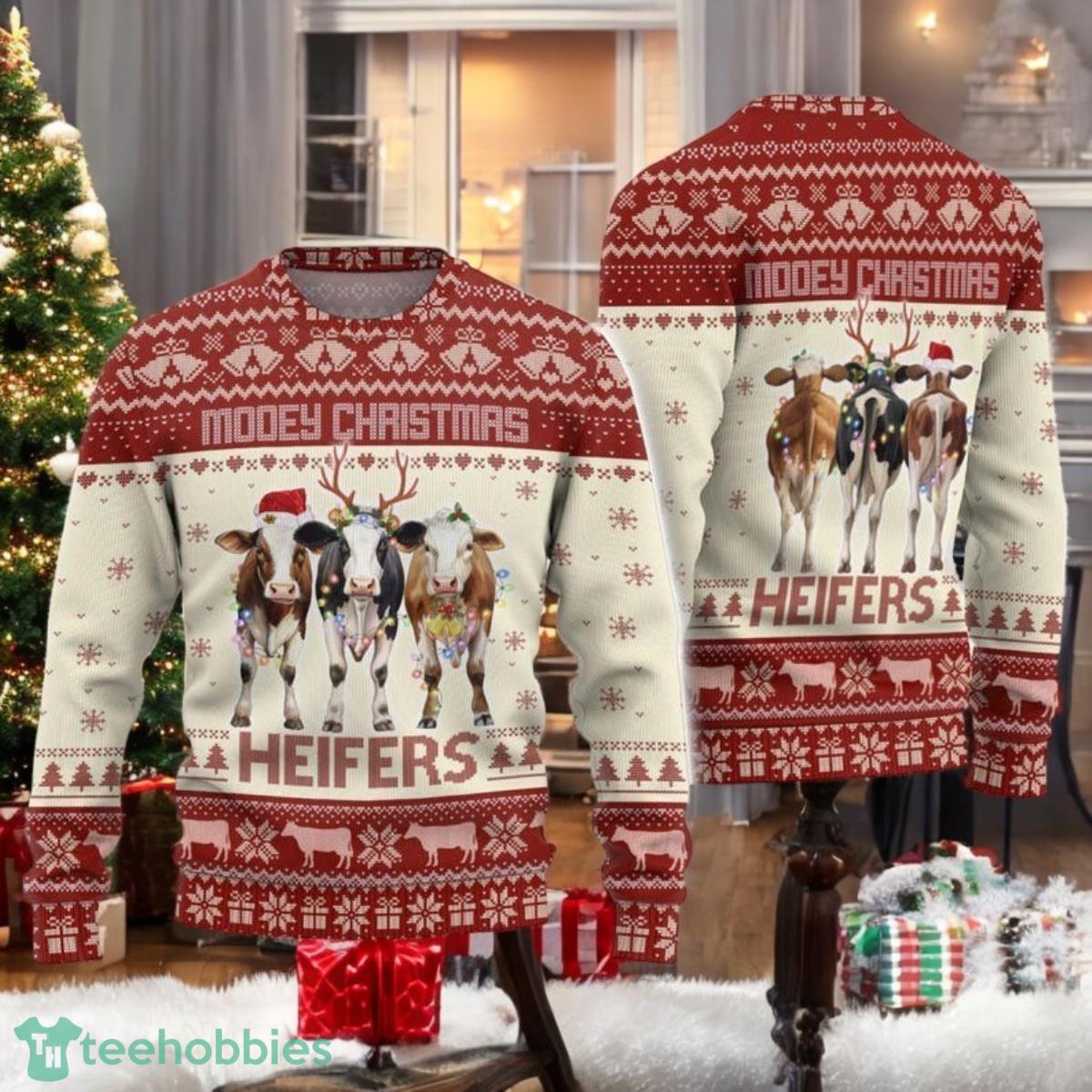 Cow Christmas Ugly Sweater Heifer Xmas Sweater Mooey Christmas Ugly All Over Print 3D Sweater